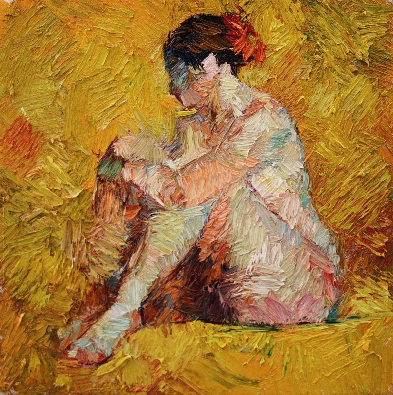 "Studiu. Nud" by Doina Mîndrean, 2019, 300x300mm, ulei pe pânză