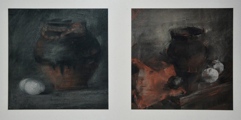 "Drawing. Still life" by Doina Mîndrean, 300x300mm x 2, pastel on paper