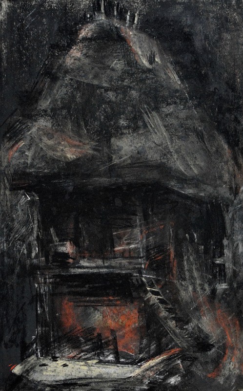 "Sibiu ASTRA" by Alexandru Untilov, 2015, 400x250mm, Russian sauce and sanguine on paper