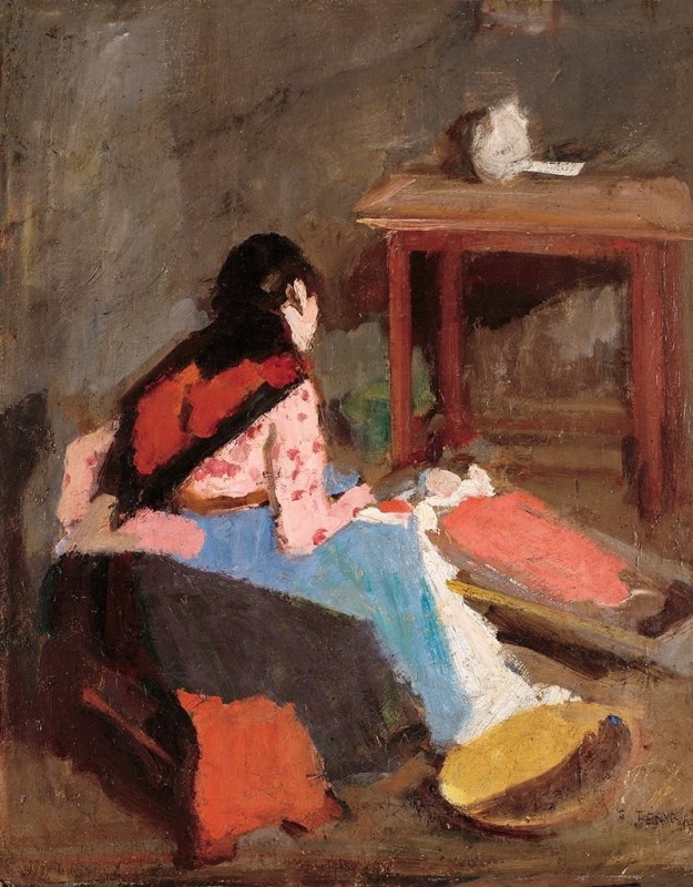 "Compoziție. Figură / semifigură" by Adolf Fényes