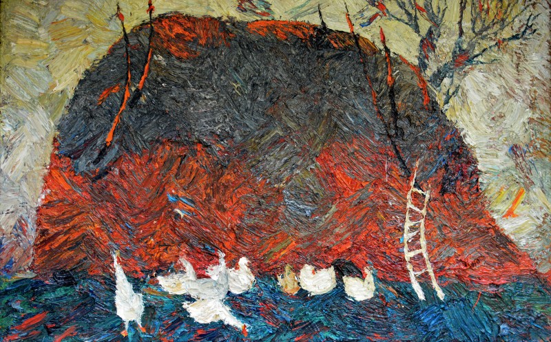 "Compoziție. Peisaj" by Veronica Crețu, 2010, 420x680mm, ulei pe pânză