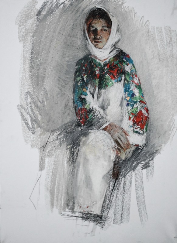 "Crochiu. Figură" by Cătălin Graur, 2016, 700x600mm, pastel on paper