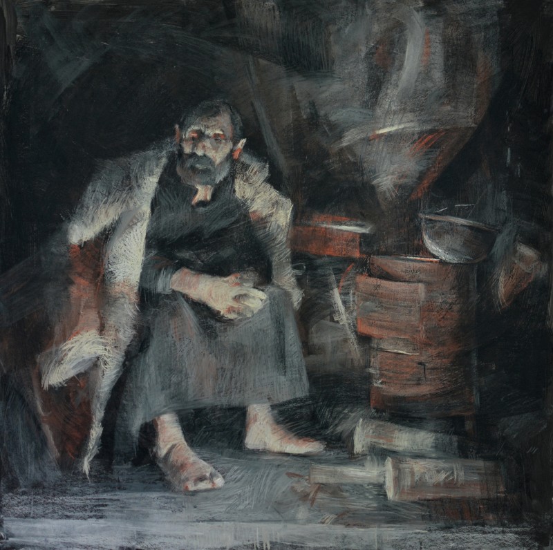 "Рисунок. Фигура / полуфигура. Продолжительный" by Сорина Пэcэтос, 800x800mm, соус и пастель / бумага