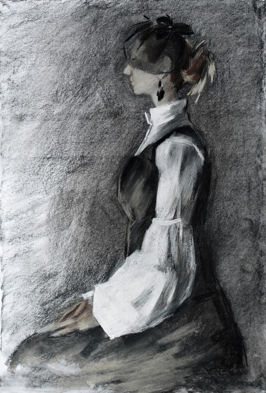 "Crochiu. Semifigură" by Vlada Cibuc, 2016, 600x400mm, Russian sauce on paper