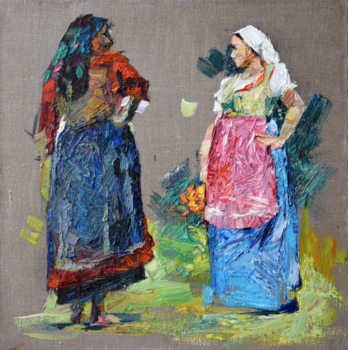 "Figură. Pleinair" by Doina Mîndrean, 2018, 420x420mm, ulei pe pânză
