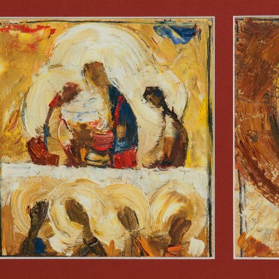 "Рисунок. Продолжительный" by Александра Cлапатиуc, 200x400mm, Масло на бумаге