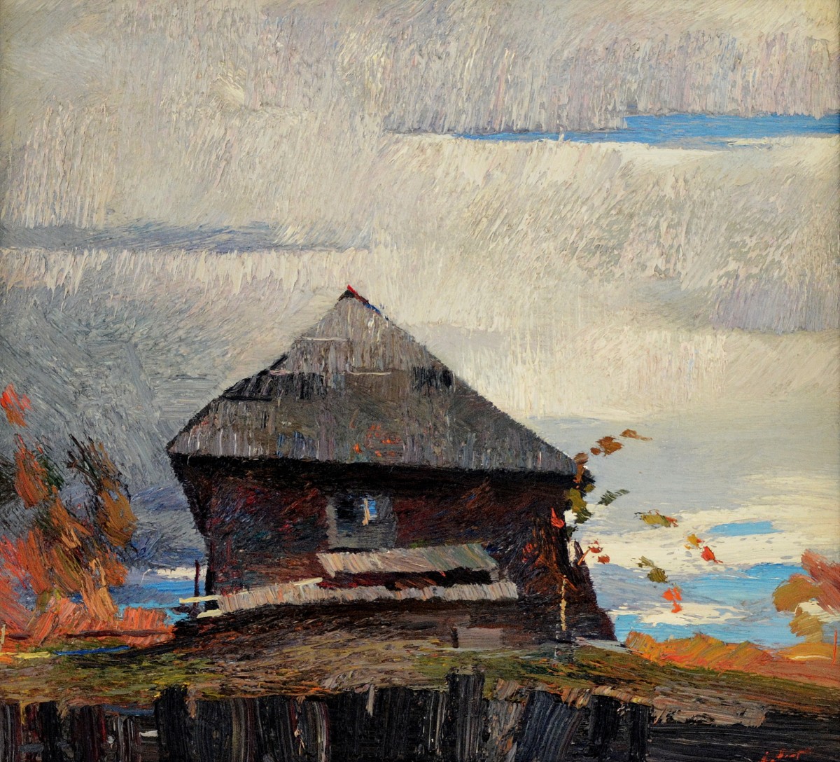 "Maramureș" by Anatol Ghimpu, 2000, 620x680mm, ulei pe pânză