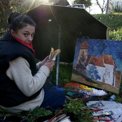 Oxana Țip at Profesorii de la Liceul Academic de Arte Plastice la pleinair, România. Octombrie 2014