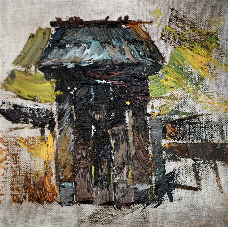 "Portiță. Sibiu. Astra" by Mădălina Casian, 2015, 200x200mm, ulei pe pânză