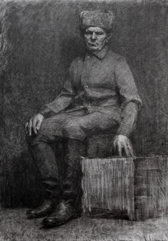 "Figură tematică" by Victor Teslaru, 2014, 700x500mm, pencil on paper