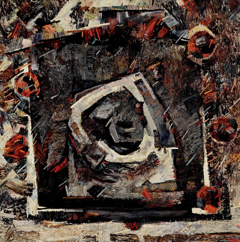 "Atelier" by Anatol Ghimpu, 2005, 950x950mm, ulei pe pânză