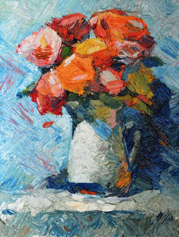 "Studiu. Flori" by Ion Țoncu, 2016, 420x320mm, oil on canvas