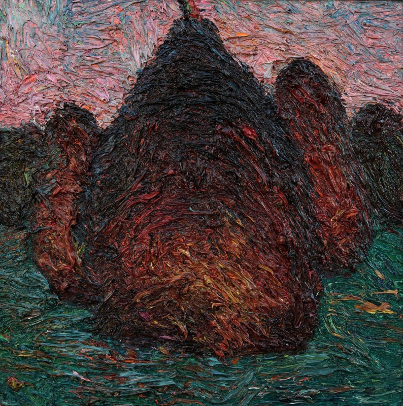 "Haystacks" by Ниcолета Стати, 2002, 420x420mm, масло / холст