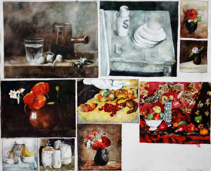 "Copie. Natură statică" by Алиса Бивол, 2015, 450x500mm, акварель