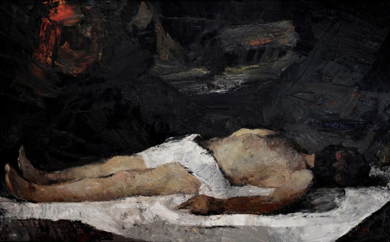 "Nud tematic" by Alexandru Untilov, 2014, 680x1100mm, oil on canvas