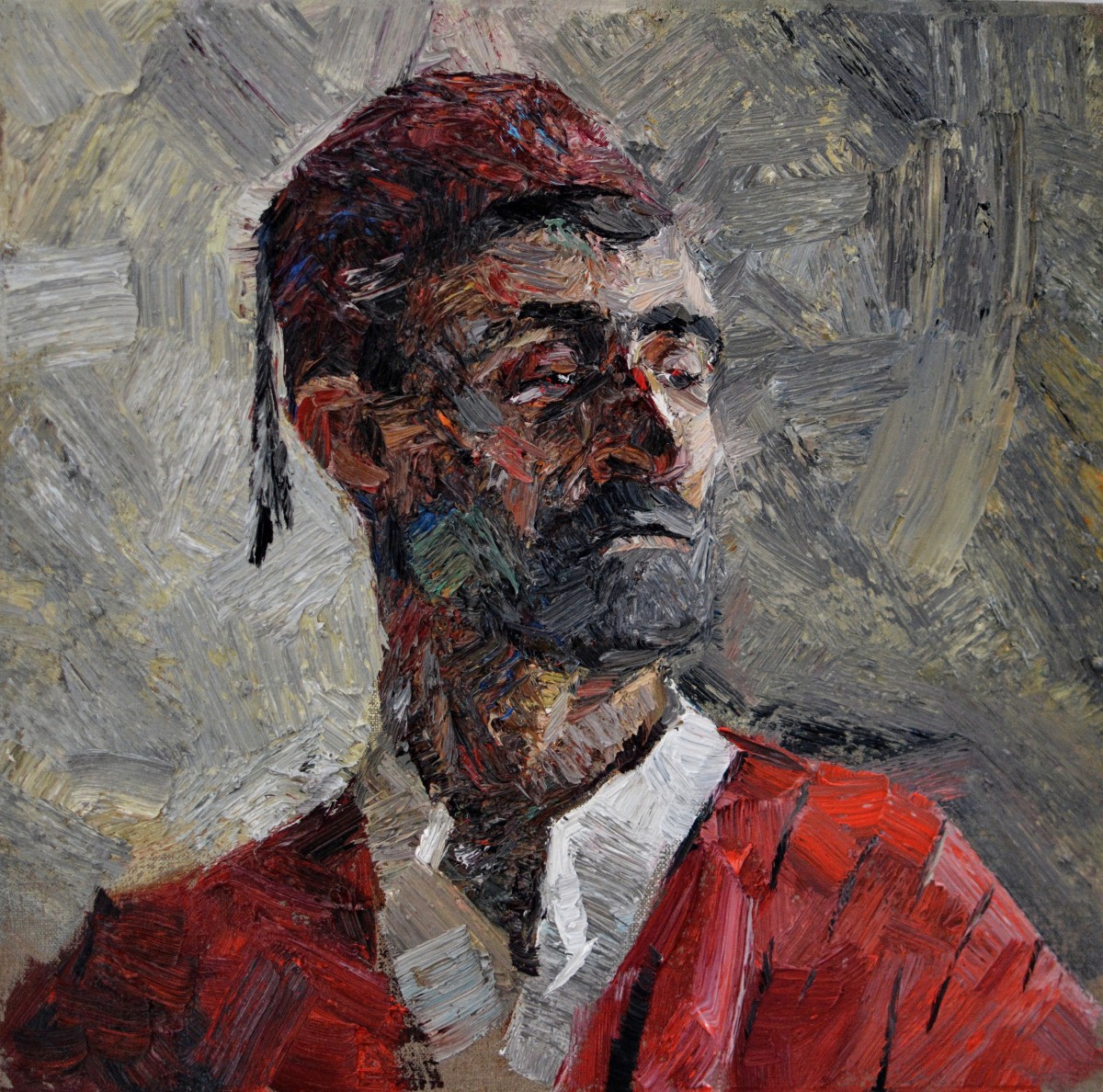 "Studiu. Portret" by Adrian Diacon, 2020, 420x420mm, ulei pe pânză