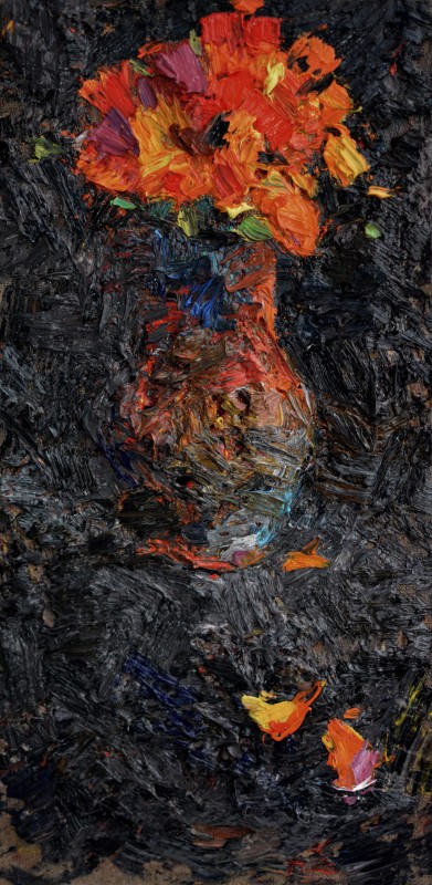 "Studiu. Flori" by Ștefan Mocanu, 2020, 400x200mm, ulei pe pânză