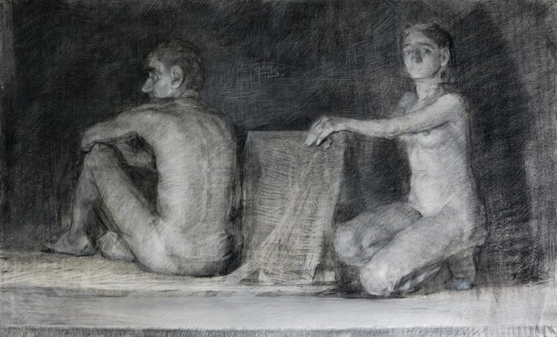 "Desen. Nud. De lungă durată" by Vitalie Golban, 580x950mm, Russian sauce pe hârtie