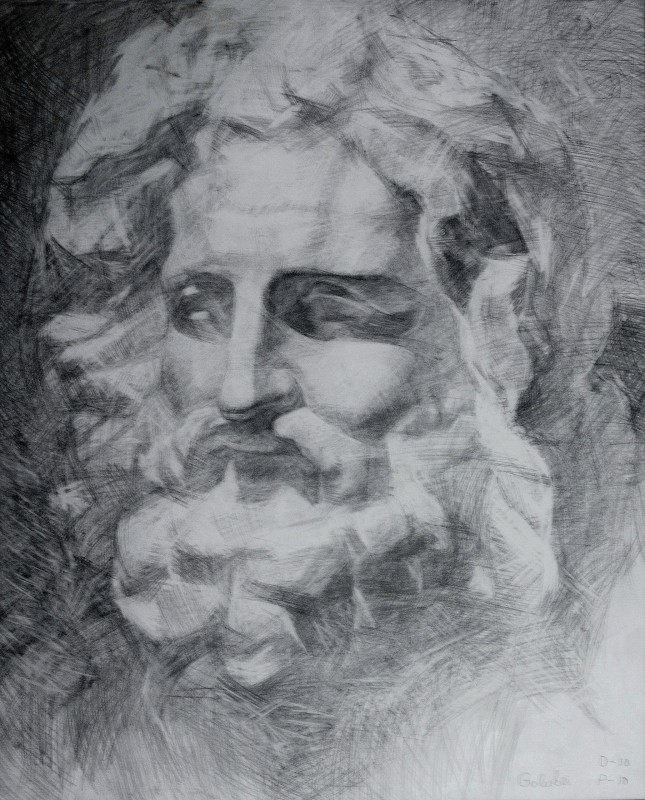 "Gypsum head" by Ion Golubei, 2013, 500x400mm, pencil on paper