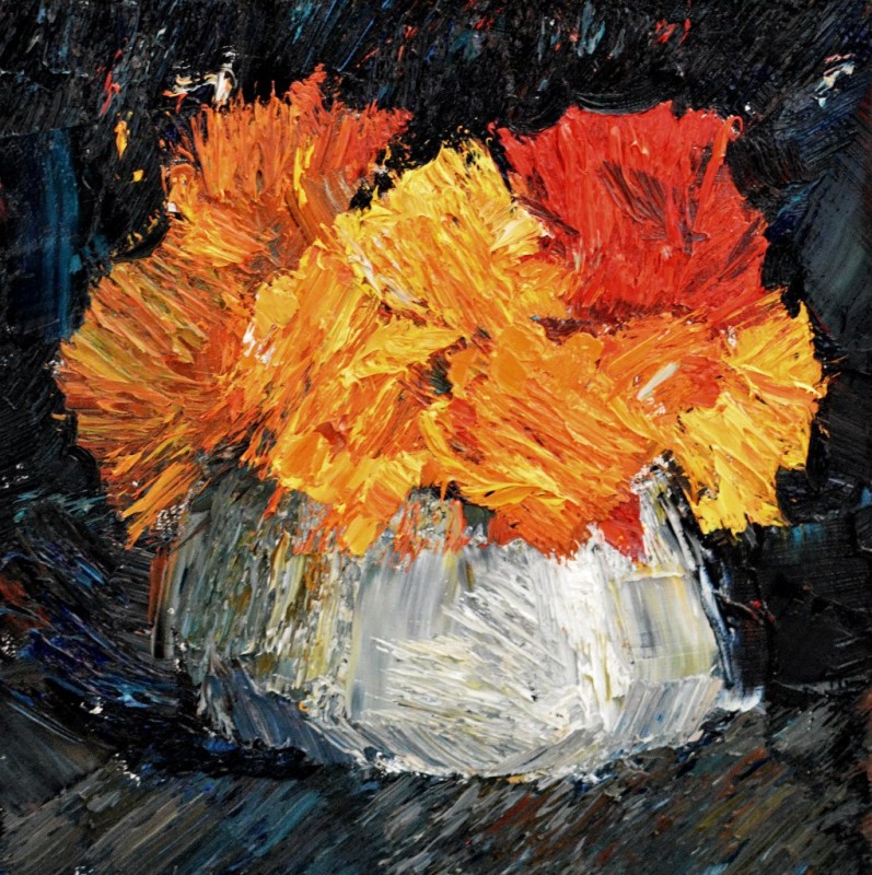 "Studiu. Natură statică cu flori" by Виcтор Теслару, 2013, масло / холст