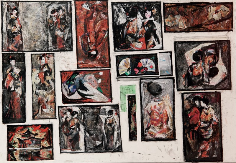 "Căutări către diplomă" by Lina Aminov, 2009, 650x950mm, pastel on paper