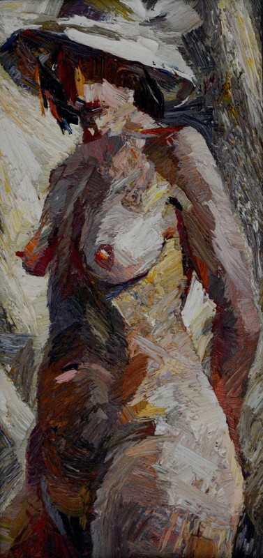 "Nude" by Anatol Ghimpu, 400x200mm, oil on canvas