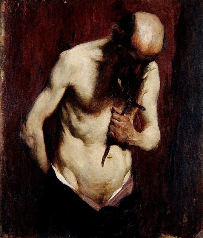 "Painting. Nude. Figure" by Anton Ažbe, oil on canvas