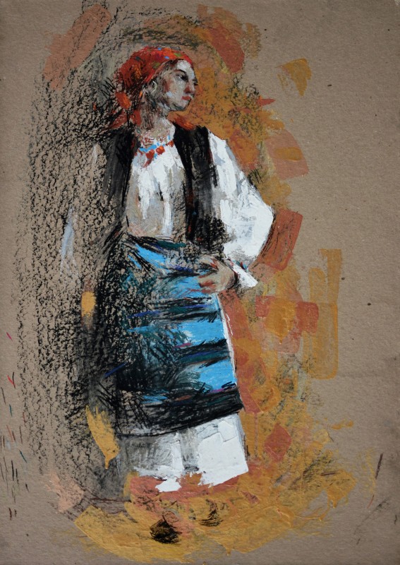 "Figură" by Vasile Corețchii, 2019, 700x500mm, pastel pe hârtie