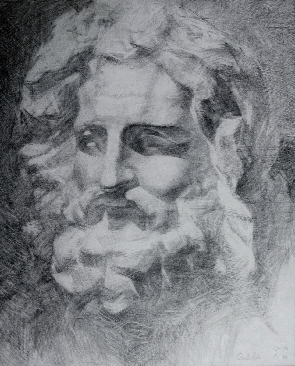 "Gypsum head" by Ion Golubei, 2013, 500x400mm, pencil on paper