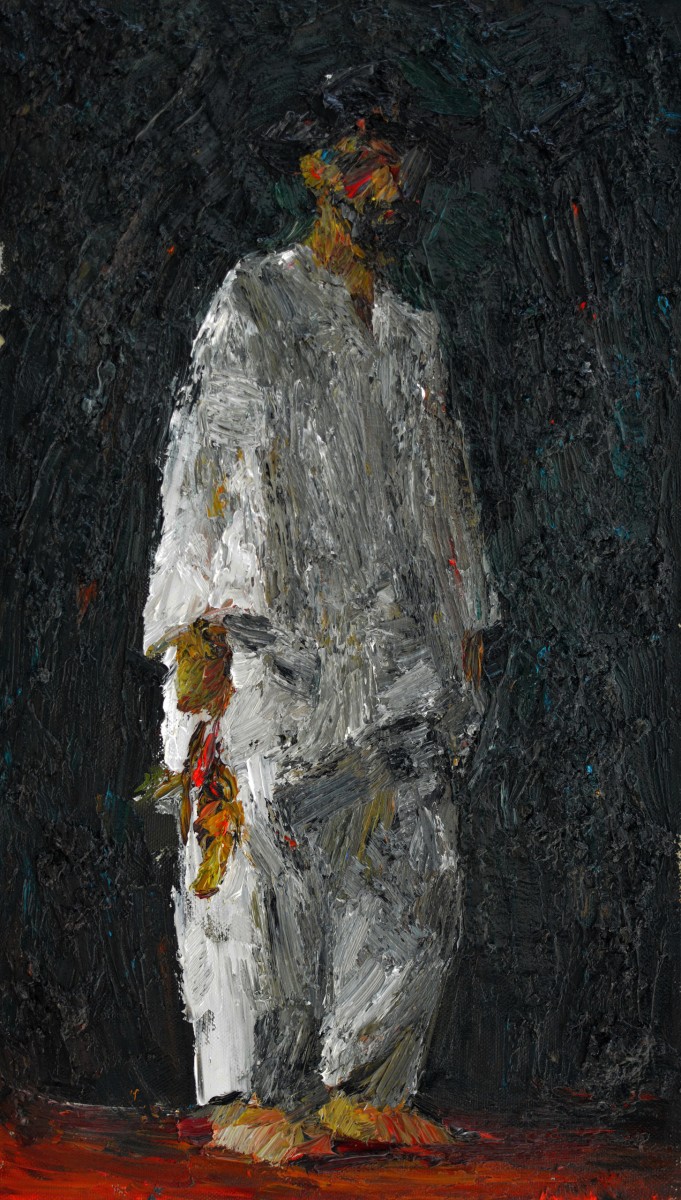 "Studiu. Figură" by Adrian Diacon, 2021, 520x300mm, ulei pe pânză
