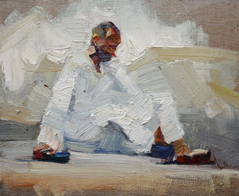 "Studiu. Figură" by Sanda Ceban, 2017, 250x300mm, oil on canvas
