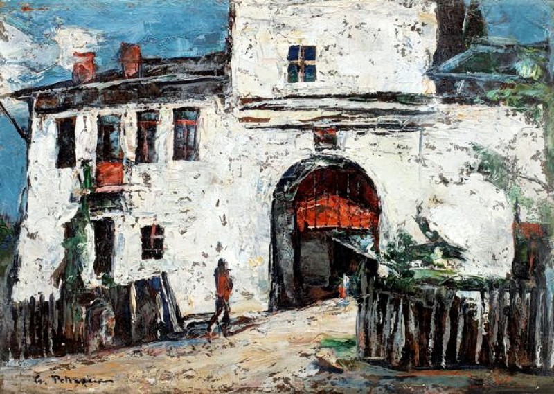 "Painting. Pleinair" by Gheorghe Petrașcu, oil on cardboard
