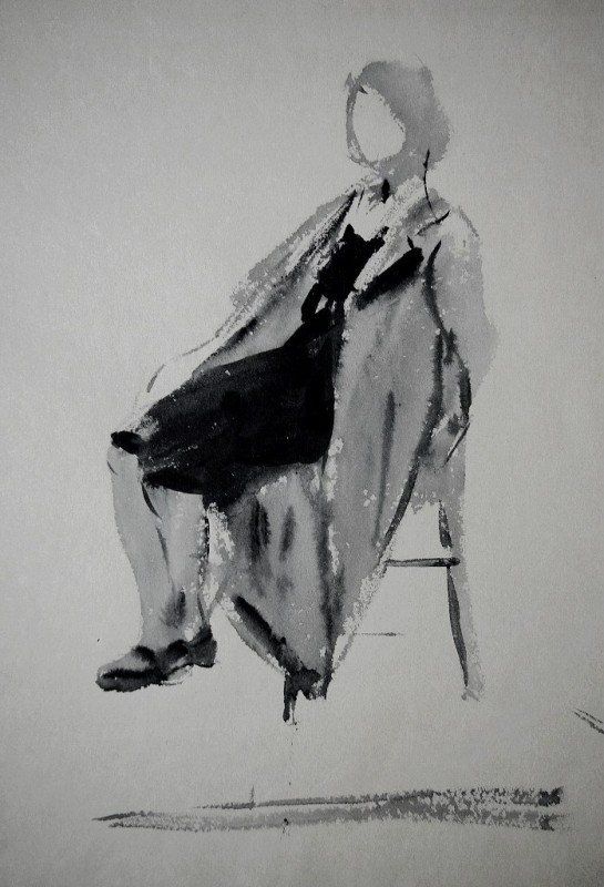 "Рисунок. Фигура / полуфигура" by Гхеоргхе Врабие, карандаш / бумага