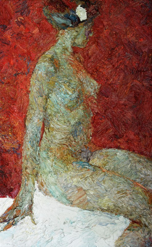 "Semi-nude" by Ion Golubei, 2014, 680x420mm, oil on canvas