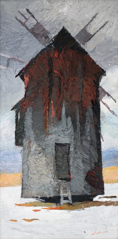 "Windmill. Sibiu" by Anatol Ghimpu, 2010, 400x200mm, oil on canvas