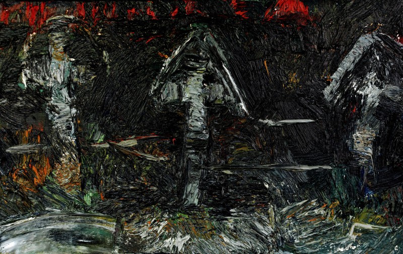 "Etude. Crosses" by Ion Golubei, 2015, 240x440mm, oil on canvas