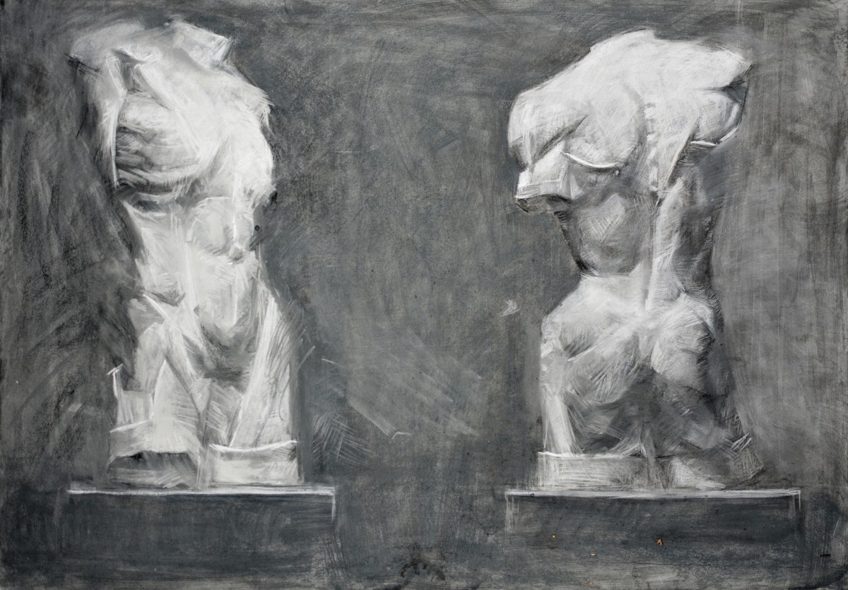 "Drawing. Gypsum, head, hands, feet" by Anastasia Demciuc
