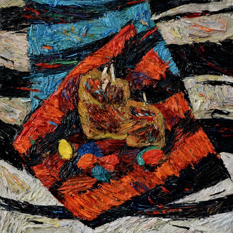 "Natură statică de Paști" by Carolina Leagul, 2014, 300x300mm, oil on canvas