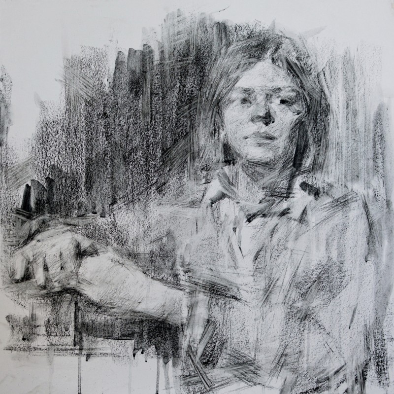 "Рисунок. Портрет" by Едуард Леаху, 550x500mm, соус / бумага