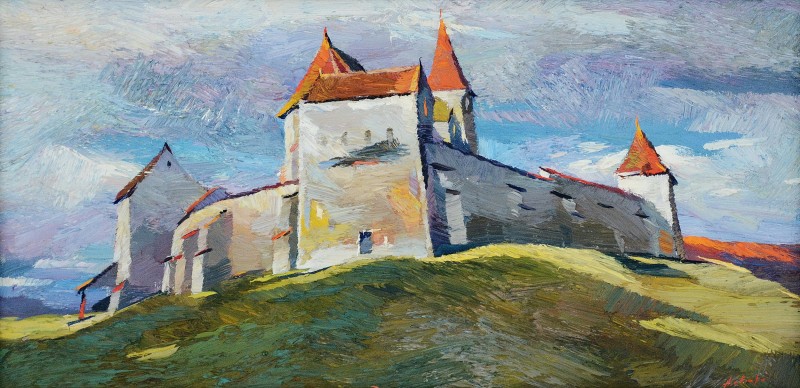 "Șaroș on Târnave" by Anatol Ghimpu, 2006, 300x600mm, oil on canvas