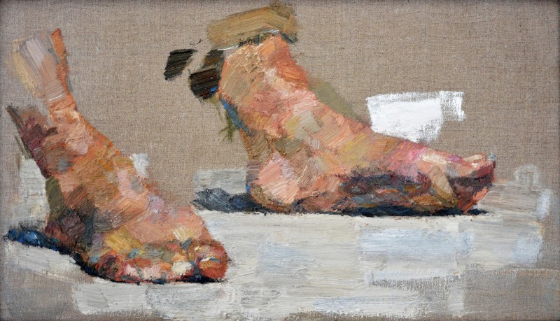 "Painting. Gypsum, head, hands, feet. Long term" by Eduard Leahu, 300x520mm, oil on canvas
