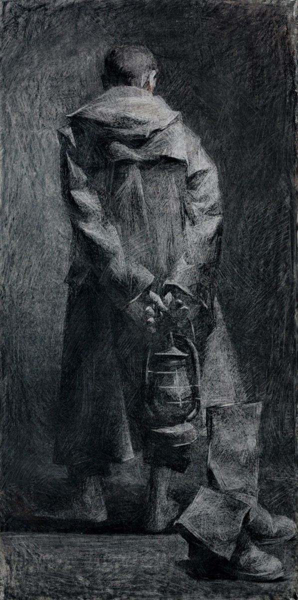 "Рисунок. Фигура / полуфигура. Продолжительный" by Наталиа Фостиcа, 1000x500mm, соус / бумага