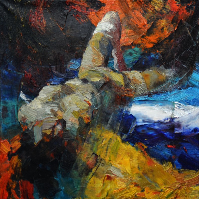 "Etude. Semi-nude" by Ion Golubei, 2017, 400x400mm, oil on canvas