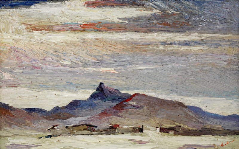 "Nebedag" by Anatol Ghimpu, 1994, 340x550mm, ulei pe pânză