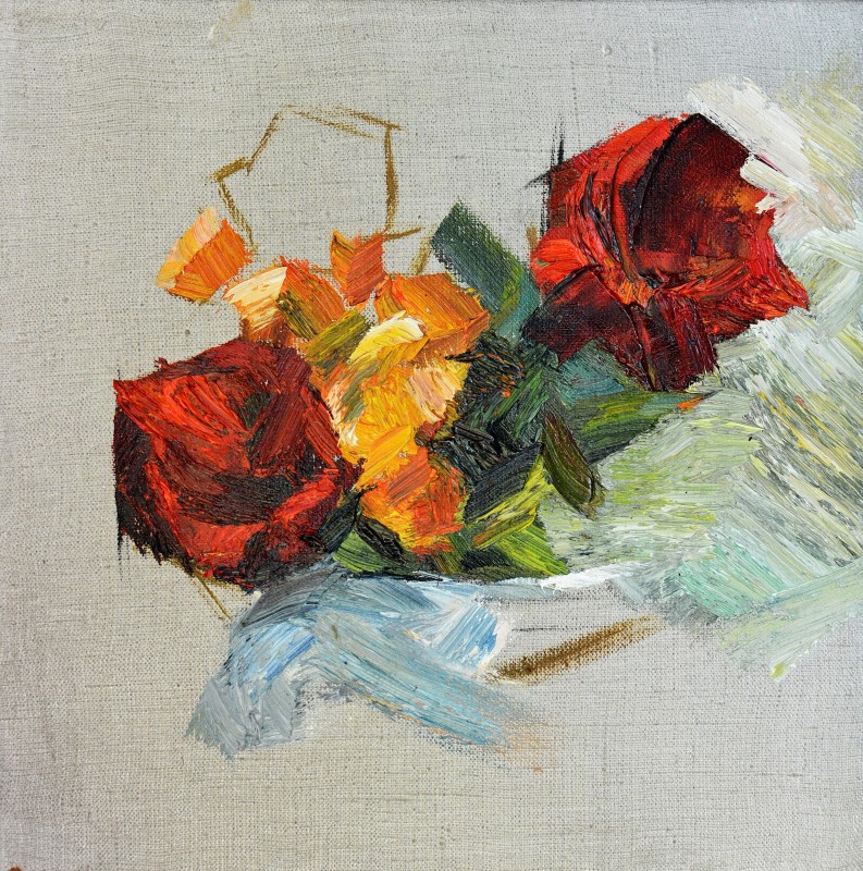 "Studiu flori" by Кристина Демиан, 2016, 300x300mm, масло / холст