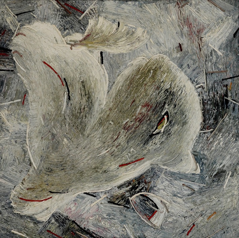 "Lili, îtta și Dănuț. Triptic" by Anatol Ghimpu, 1995, 950x950mm, ulei pe pânză