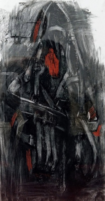 "Căpăstru" by Cезар Cёбану, 2017, 400x200mm, соус и пастель / бумага