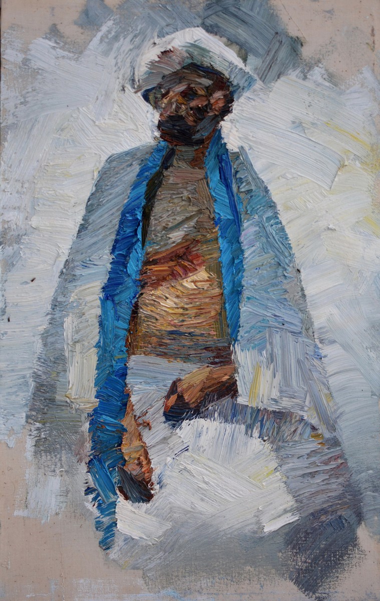 "Studiu. Figură pleinair" by Dumitrița Znaida, 2018, 400x250mm, ulei pe pânză