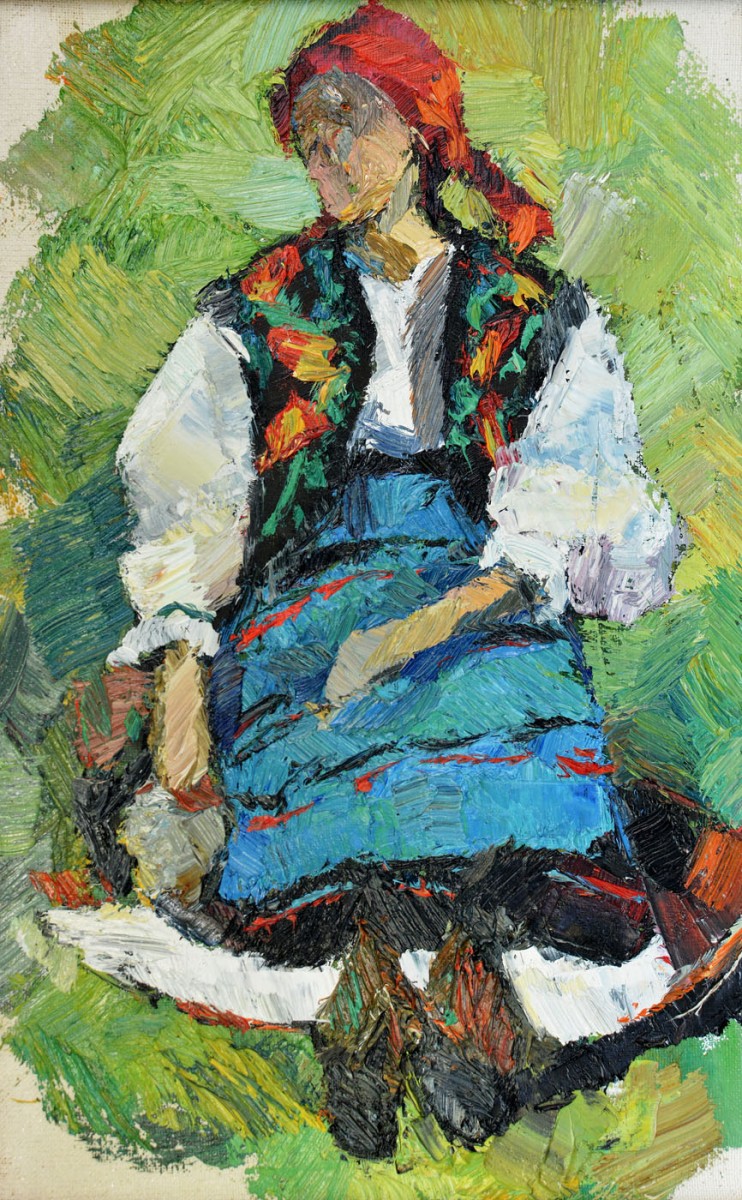 "Studiu. Figură în național" by Arina Stahi, 2016, 400x250mm, oil on canvas
