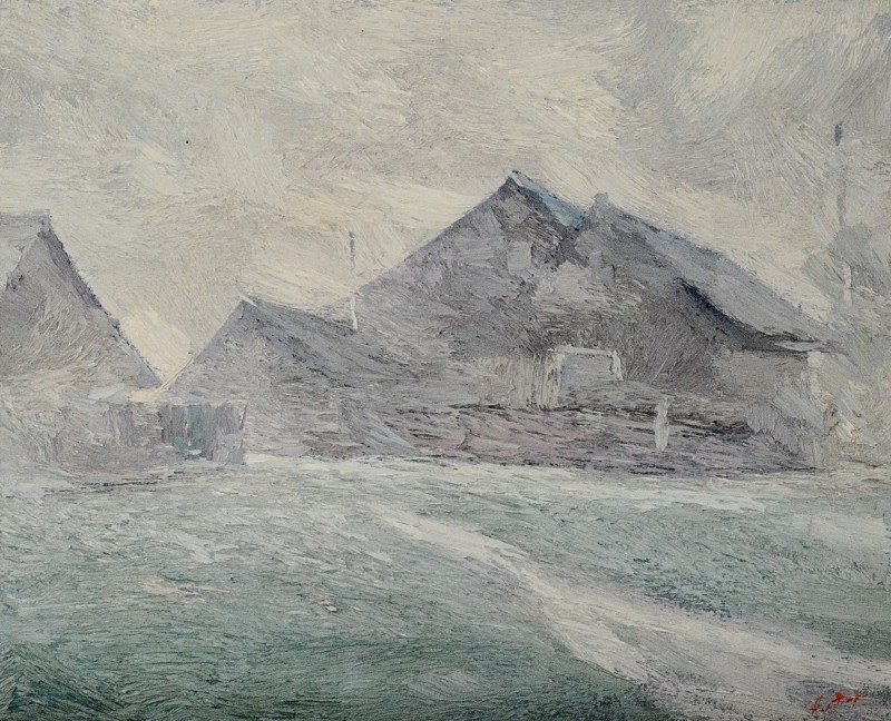 "State. Moldovița" by Anatol Ghimpu, 1999, 450x550mm, oil on canvas